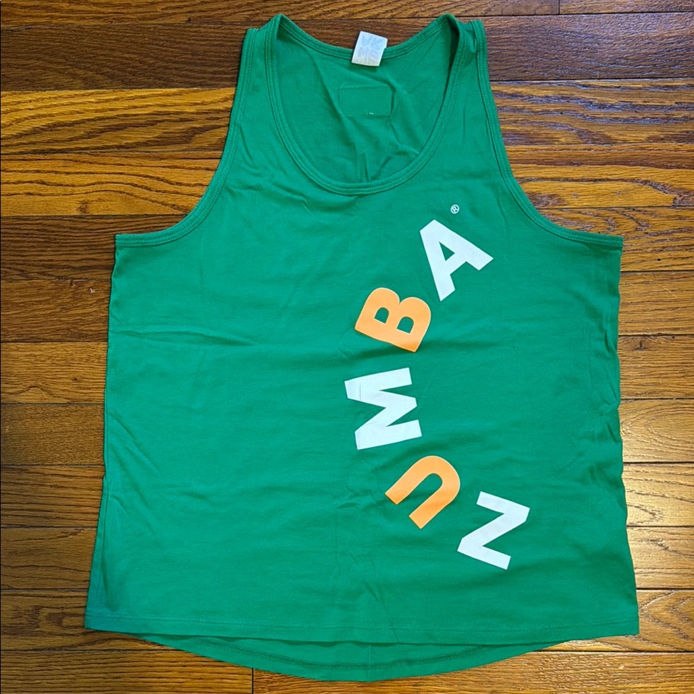 Green Zumba Tank Top with Colorful Lettering